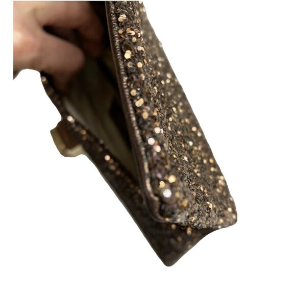 Anya Hindmarch Brown Glitter Clutch Leather Valorie Gold Turn Lock Handbag - Picture 4 of 17